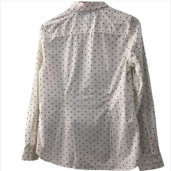 Tommy Hilfiger Med Blouse Top Button Down Shirt Cream / Black - Picture 3 of 6